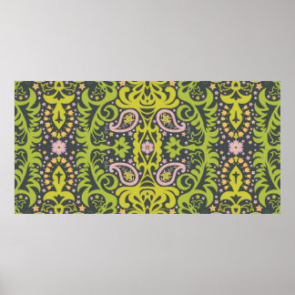 Oriental paisley ornament; dekorativt, sömlöst plo poster