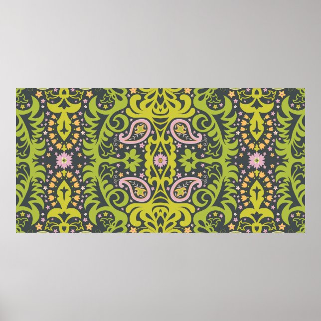 Oriental paisley ornament; dekorativt, sömlöst plo poster (Framsidan)