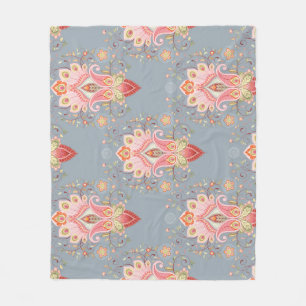 Oriental Paisley Peacock Feather Background Fleecefilt