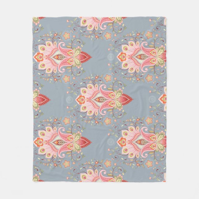 Oriental Paisley Peacock Feather Background Fleecefilt (Framsidan)