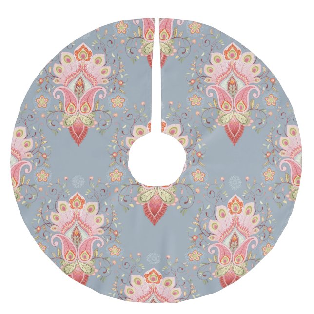 Oriental Paisley Peacock Feather Background Julgransmatta Borstad Polyester (Framsidan)