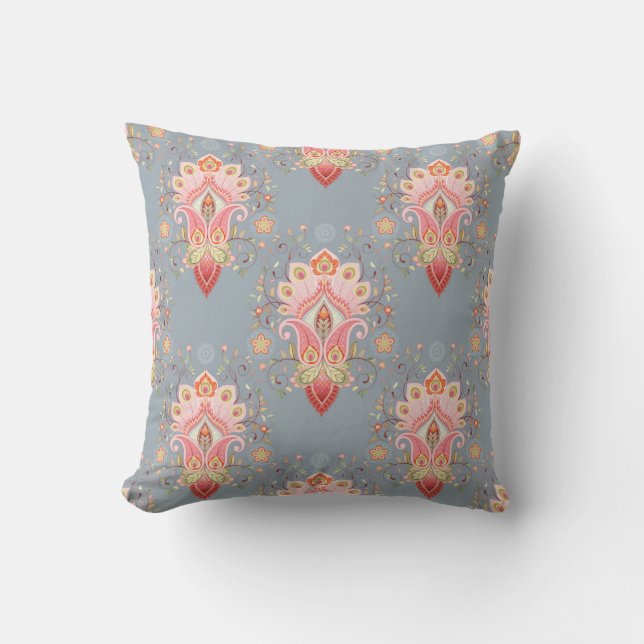 Oriental Paisley Peacock Feather Background Kudde (Framsida)