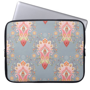Oriental Paisley Peacock Feather Background Laptop Fodral