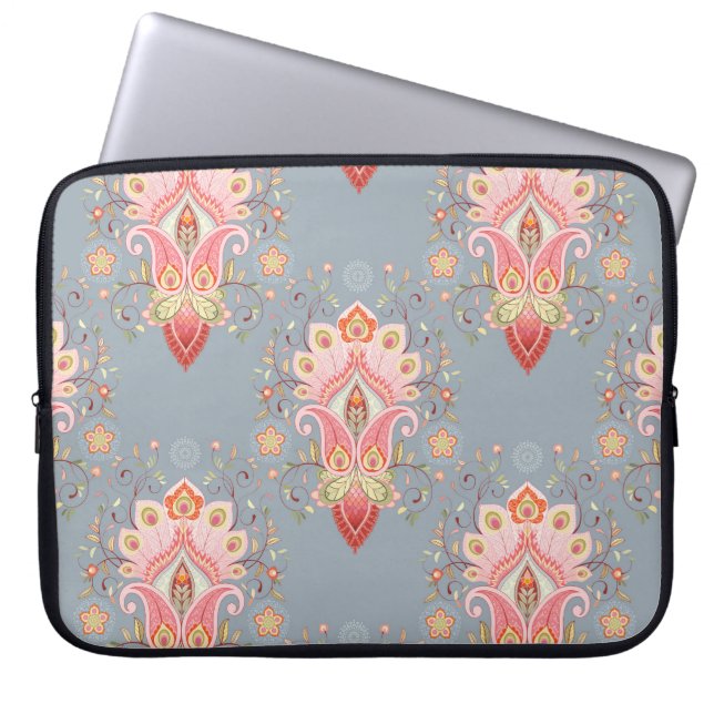 Oriental Paisley Peacock Feather Background Laptop Fodral (Framsidan)