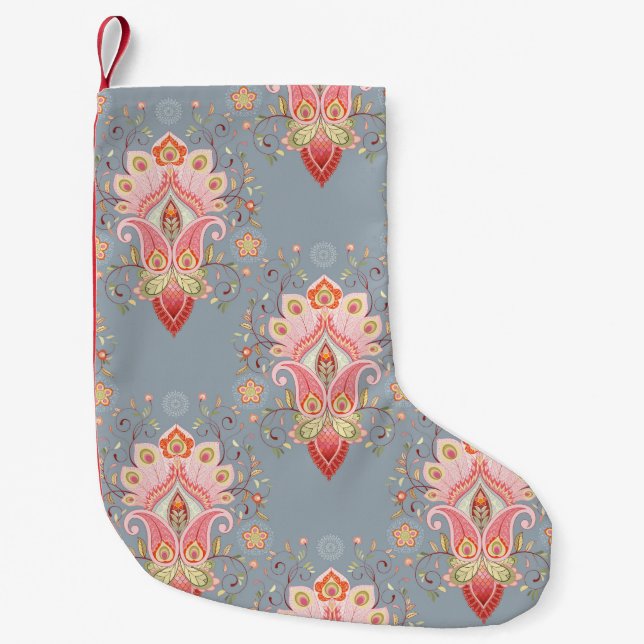 Oriental Paisley Peacock Feather Background Liten Julstrumpa (Framsidan)