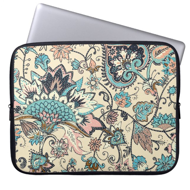 Oriental Paisley: Stylized Textile Elegance. Laptop Fodral (Framsidan)