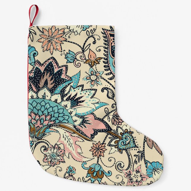 Oriental Paisley: Stylized Textile Elegance. Liten Julstrumpa (Framsidan)