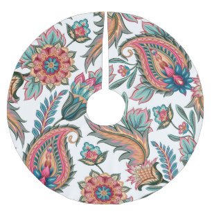 Oriental Paisley: Vintage Blommigt Sömlös Julgransmatta Borstad Polyester