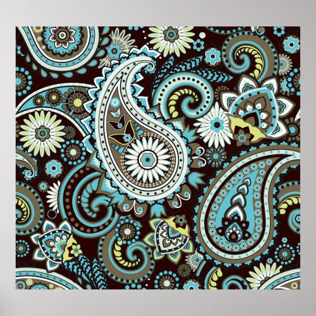 Oriental Paisley Vintage Seamless Mönster Poster (Framsidan)