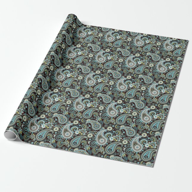 Oriental Paisley Vintage Seamless Mönster Presentpapper (Utrullad)