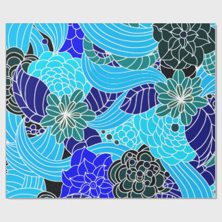 Oriental Pattern in Blue Shades Wrapping Paper Presentpapper
