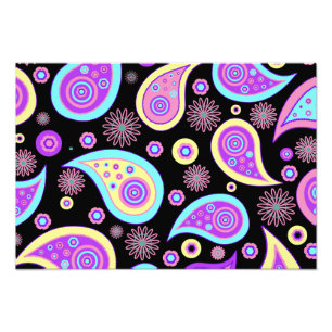Oriental Persian Paisley - Blue Lila Rosa Fototryck