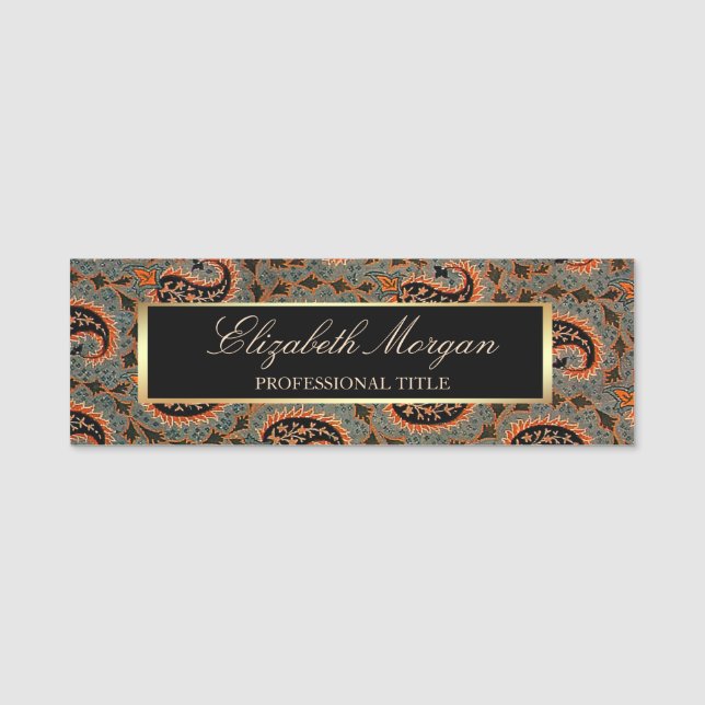 Oriental Persian, Paisley Mönster, Ram Namnbricka (Framsida)