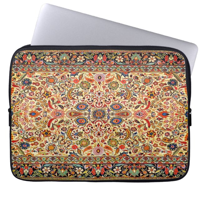 Oriental Persisk Turkisk Matta Blommig Laptop Fodral (Framsidan)