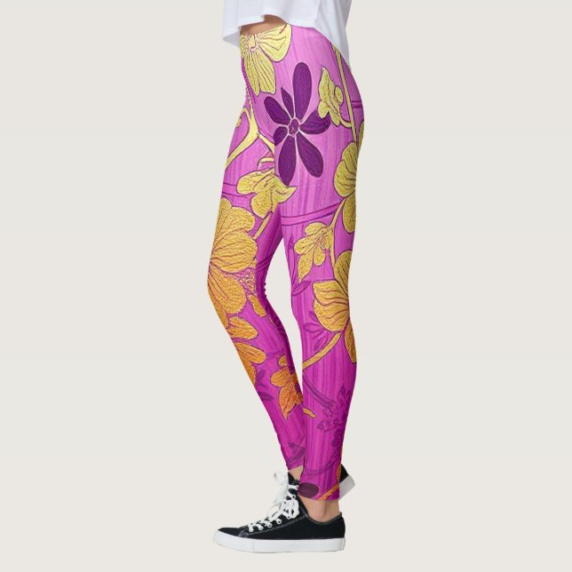 ORIENTAL Pink Golden Pattern - Leggings  (Vänster)