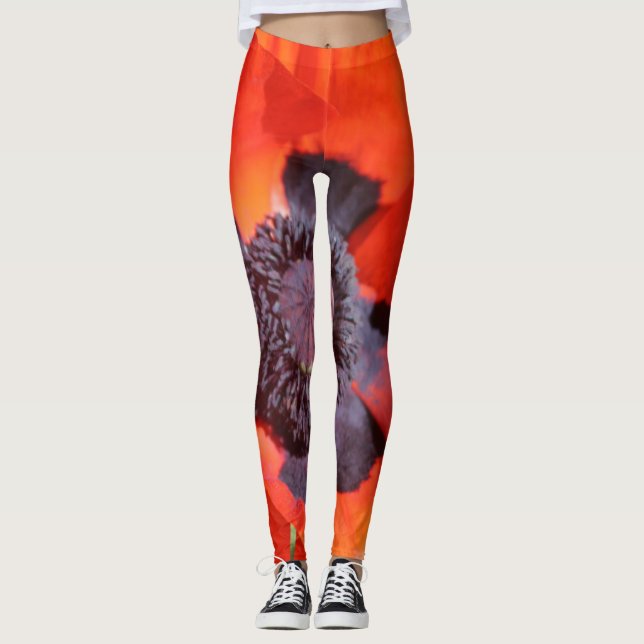 Oriental Poppy Flower Leggings (Framsida)