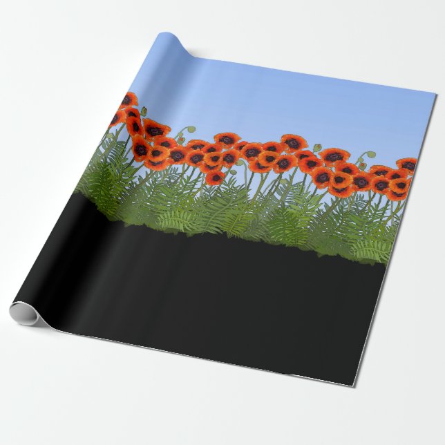 Oriental Poppy Garden Presentpapper (Utrullad)