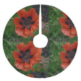 Oriental poppy julgransmatta borstad polyester