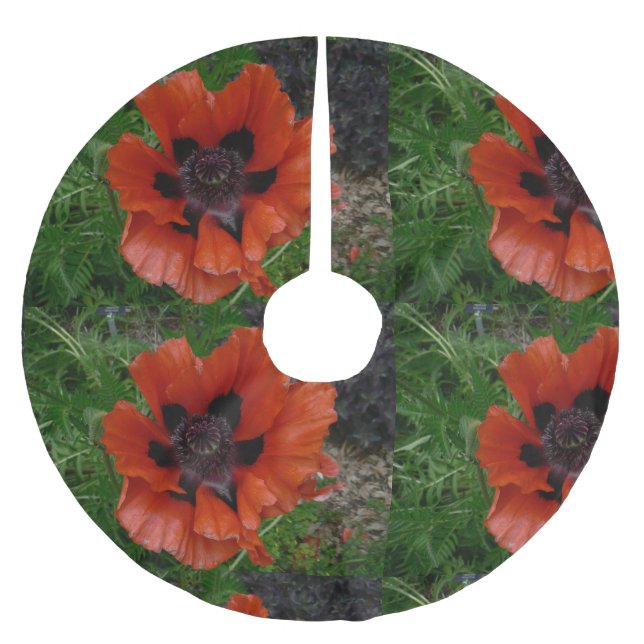 Oriental poppy julgransmatta borstad polyester (Framsidan)