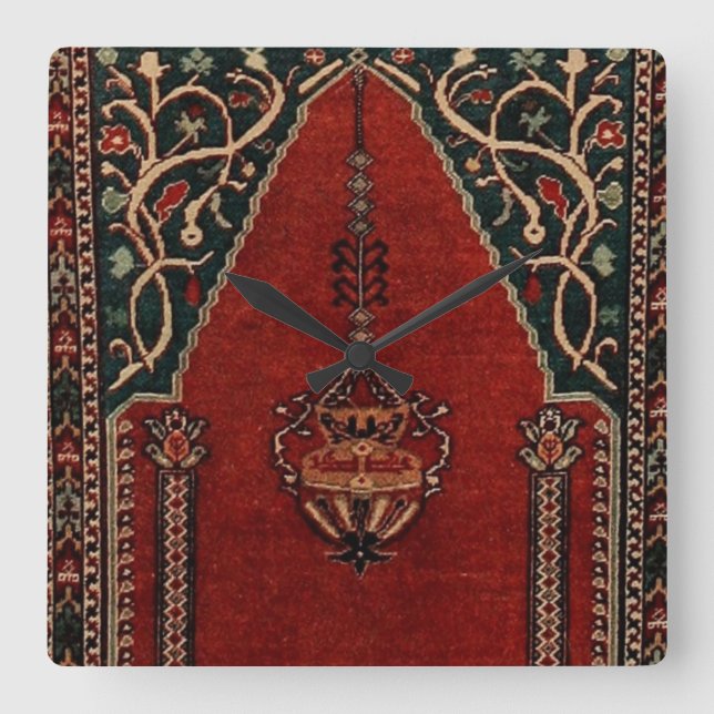 Oriental Prayer Matta design - moskémotiv Fyrkantig Klocka (Framsida)