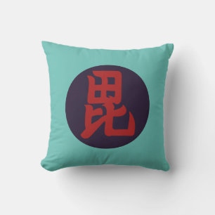 Oriental Red Blue Uesugi Japan Mon Vector Art Kudde
