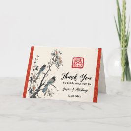Oriental red flower bird Chinese wedding Tack Kort