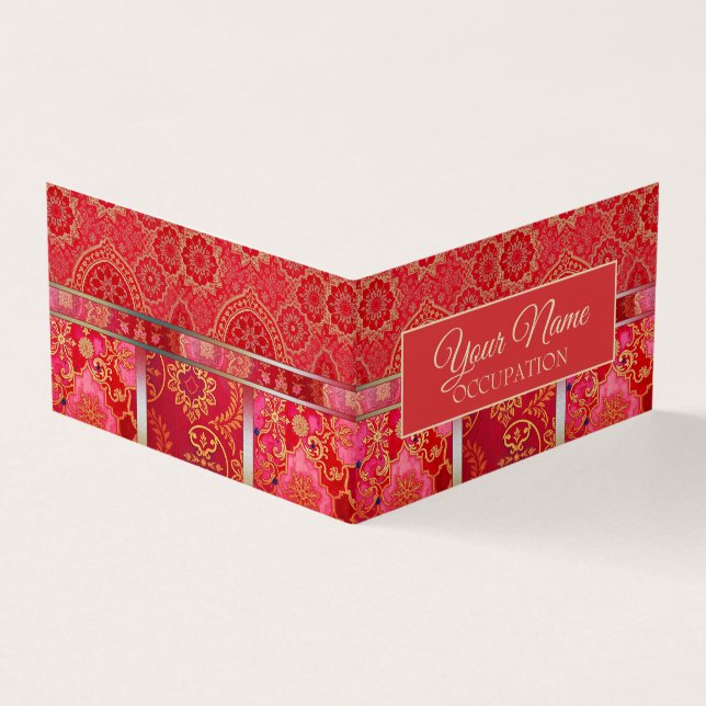ORIENTAL Red Golden Mönster - Affärskort Visitkort (Utsida)