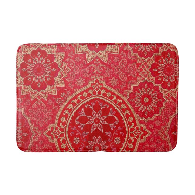 ORIENTAL Red Golden Mönster - Bath Mat Matta (Framsidan)