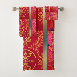 ORIENTAL Red Golden Mönster - Bath Towel Set