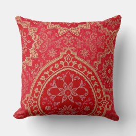 ORIENTAL Red Golden Mönster - Pillow Kudde
