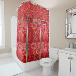 Oriental Red Golden Mönster - Shower Curtain