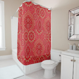 Oriental Red Golden Mönster - Shower Curtain