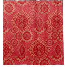 Oriental Red Golden Mönster - Shower Curtain