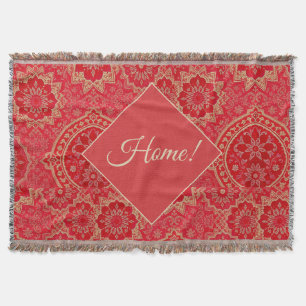 ORIENTAL Red Golden Mönster - Thrid Blanket Filt