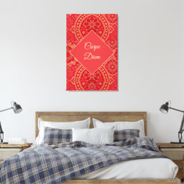 ORIENTAL Red Golden Mönster - Wrapped Canvas
