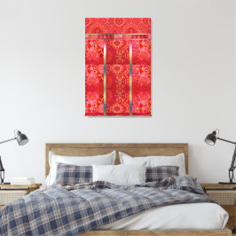 ORIENTAL Red Golden Mönster - Wrapped Canvas