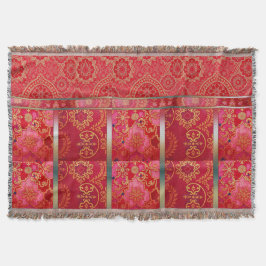 ORIENTAL Red Golden Pattern - Throw Blanket Filt