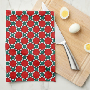 Oriental Red Grönt Arabiska Egyptenen Geometric Mö Kökshandduk