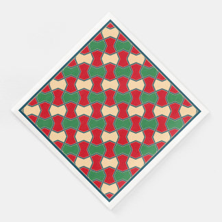Oriental Red Grönt Bow Tie Geometric Mönster Pappersservett