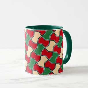 Oriental Red Grönt Bow Tie Geometric Vector Art Mugg