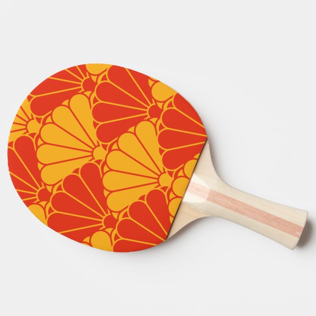 Oriental Red Gult Kiku Chrysanthemum Mon Mönster Pingisracket (Sidan)