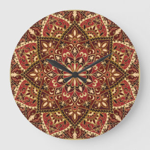 Oriental Red: Vintage Blommigt Carpet Stor Klocka