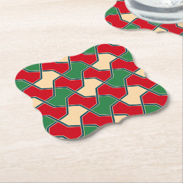 Oriental röd grön flugknutte geometriskt mönster underlägg papper