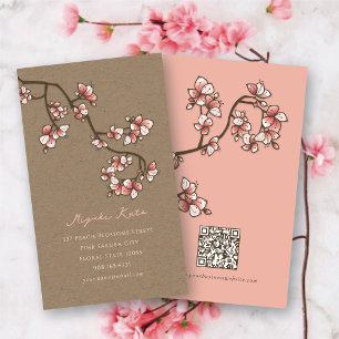 Oriental Rosa Ferskenblommor Elegant Sakura Kraft Visitkort
