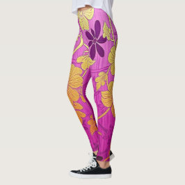 ORIENTAL Rosa Guldmönster - Leggings