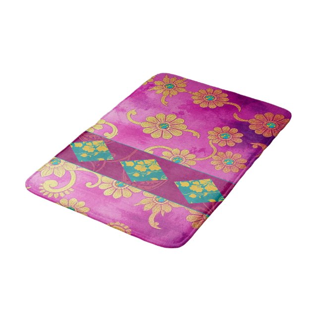 ORIENTAL Rosa Turcos Blommigt - Bath Mat Matta (Vinklad)