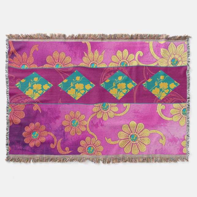 ORIENTAL Rosa Turcos Blommigt - Throw Blanket Filt (Framsidan)