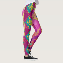 ORIENTAL Rosa Turcouise Blommigt - Leggings