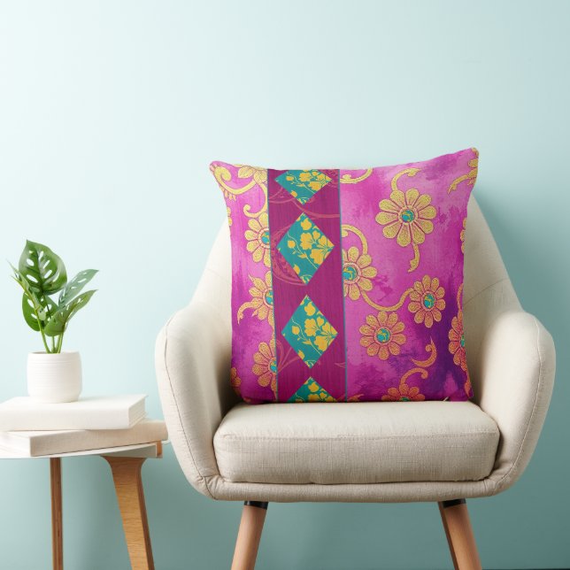 ORIENTAL Rosa Turcouise Blommigt - Pillow Kudde (Stol)