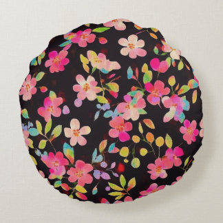 Oriental Royal Shimmering Flowers Pillow Rund Kudde
